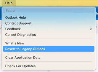 Menu Help > Revert to Legacy Outlook