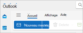 Ruban du nouvel Outlook : Accueil, Affichage, Aide, sans onglet Fichier