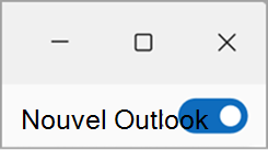 Interrupteur « Nouvel Outlook » activé, en haut à droite
